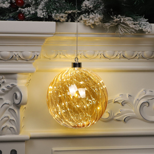 Boule suspendue en verre transparente peinte arc-en-ciel en or moderne Lampe à LED à paillettes pour décoration de Noël d'extérieur - Product Image 2