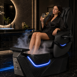 Fauteuil de pédicure avec lumière LED, bassin pour bain de pieds, fonction de massage, télécommande, fonction vapeur pour mobilier de salon de luxe - Product Image 1