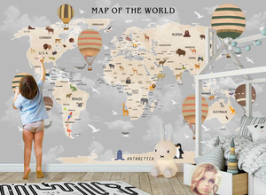 Revêtement mural personnalisé <span class=keywords><strong>en</strong></span> <span class=keywords><strong>3d</strong></span> pour enfant, motif dessin animé, cartes du monde - Product Image 4
