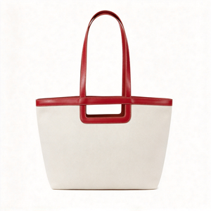 Bolsa de Lona de Alta Calidad para Mujer, Grande, Informal, con Colores en Contraste, Dos Asas de Hombro, Cierre de Broches, Forro de Poliéster - Product Image 3