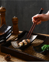 Assiette à sushi en céramique japonaise, forme bateau à 4 pieds, plat de service pour apéritifs, grande cuillère à sushi en céramique, repose-cuillère rectangulaire, plats à sushi
