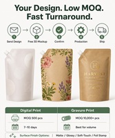 Pochette Doypack Personnalisée Imprimée avec Bec Verseur, Écologique et Recyclable (PCR), pour Emballage Liquide Cosmétique et Soins de la Peau