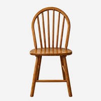 Chaises de salle à manger en bois d'hévéa pas chères, chaise Windsor en bois avec dossier à tiges pour cuisine, îlot ou mobilier de maison de style campagnard