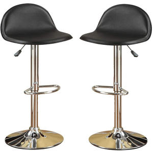 DB Simple Design Black Faux Leather Taburetes de Isla de cocina de altura ajustable Juego de 2 muebles de comedor de PVC con base cromada - Product Image 6