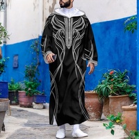 Djellaba à capuche pour hommes saoudiens, robe longue épaisse et chaude d'hiver, motif 3D, coupe ample, Thobe islamique, fabricant de vêtements de Dubaï