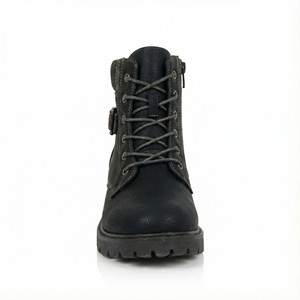 <span class=keywords><strong>Botas</strong></span> Negras Cómodas para Niños, <span class=keywords><strong>Botas</strong></span> de Tobillo con Cordones, Detalle de Hebilla, Cierre Lateral con Cremallera, Calzado Informal - Product Image 3