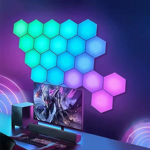 3 uds DIY RGB LED lámpara cuántica inteligente Hexagonal Modular decoración de pared música Control de sonido hexágono luz nocturna con ritmo - Product Image 3