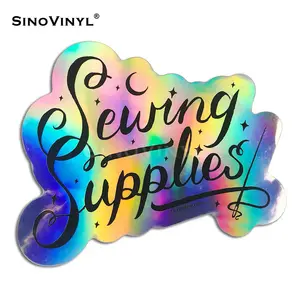 SINO VINYL Großhandel Chrom Laser Regenbogen Selbst klebende Etiketten aufkleber Holo graphische Tinten strahl druck Vinyl folie