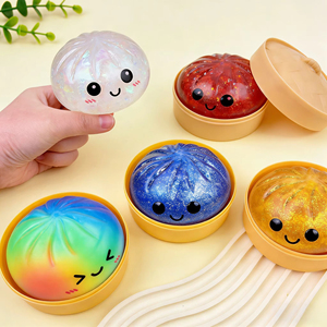 Juguete Blandito de Baozi con Purpurina, Juguete Sensorial de Rebote Lento, Pelota Antiestrés Portátil con Forma de Bollo al Vapor para Adultos - Product Image 1