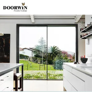 Doorwin Group Lift and Sliding Door Woodgrain Powder Coating Hurricane Impact Triple Panes Glazing Aluminium Front Sliding Door