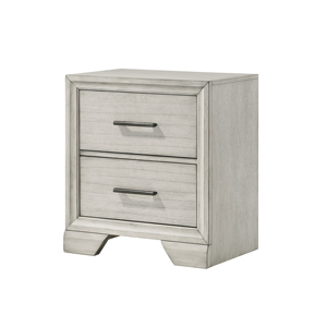 Comodino Contemporaneo a Due Cassetti in Legno Massello, Arredamento Camera da Letto, Finitura Legno Scuro - Product Image 1