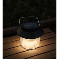 Lanterne de camping solaire LED JD-L904BR rechargeable Type-C, lampe de tente portable à suspendre, gradation à 5 niveaux, étanche IP44, 6000K