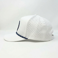 Casquette de baseball unisexe OEM brodée, tissée, à 5 panneaux, imperméable, découpée au laser, avec corde et visière incurvée, pour le sport et la pêche