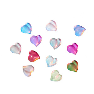 Strass en verre à dos plat en forme de cœur de pêche, irisés, pour nail art, accessoires de bijoux DIY, décorations scintillantes de 12 mm - Product Image 5