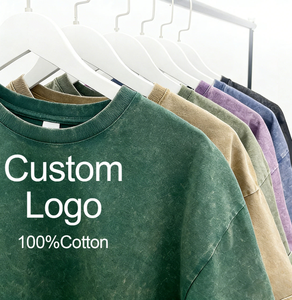 Camiseta vintage para hombre, lavada con ácido, con logo personalizado, efecto desgastado, gruesa, 100% algodón, corte amplio - Product Image 4