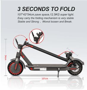 Monopattino Elettrico Pieghevole da 8,5 Pollici, 350W, Certificato CE, Batteria da 10AH, Carico Massimo 120kg, Scooter a Due Ruote per Adulti - Product Image 3