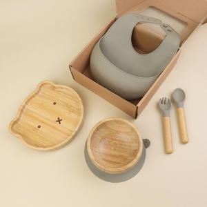 Ensemble d'assiettes et de bols en bambou écologiques pour enfants, forme d'animaux mignons, avec ventouse en silicone - Product Image 3