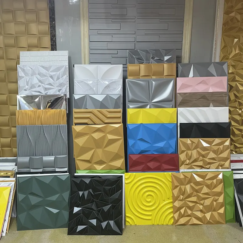 Wholesale pvc wallpaper 3d pvc wall panel wall sticker interior decor wave golden 3d wall panel house decoration