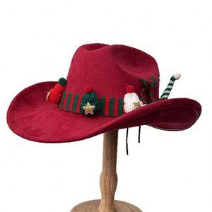 Nouveau Chapeau de Cowboy de Noël DIY pour Fêtes et Spectacles, Motif Cœur Pêche - Product Image 5