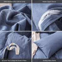 Ensemble de housse de couette 100% lin en coton lavé comme confortable
