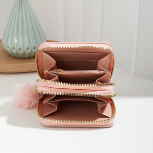 Double Zipper Short Card <b>Holder</b> 2026 Rhombus Embroidery Triangle Clutch Bag Ladies Handbag For <b>Documents</b> Wholesale - Product Image 4