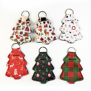 Mới Đến Giáng Sinh Hình Dạng Cây Neoprene Lip Gloss <span class=keywords><strong>Keychain</strong></span> Tùy Chỉnh Thiết Kế Chapstick Chủ - Product Image 1