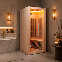 Ruang Sauna Inframerah Mewah Hemlock Indoor Outdoor untuk 2 Orang dengan Panel Kontrol Grosir Rumah Sauna Kayu Kering Rendah EMF