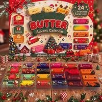 Calendrier de l'Avent de Noël 24 compartiments, Boîte mystère, Jouet anti-stress souple en forme de bâton de beurre, Cadeau surprise de compte à rebours de Noël pour enfants