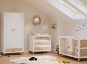 Commode et table à langer pour bébé avec 3 tiroirs en rotin et pieds solides, certifiée EN71 - Product Image 5