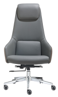 Chaise de bureau exécutive ergonomique moderne à dossier haut, réglable en hauteur, en cuir PU, avec cadre en bois, inclinable, à roulettes, pour bureau à domicile