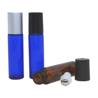 Conteneur d'huile essentielle à paroi ambrées, 10ml, épais, 10 pièces, bouteille en verre avec boule à bille en acier