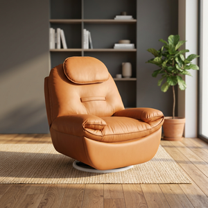 Sillón Reclinable Giratorio, Sofá Individual para Sala de Estar, Mueble Multifuncional de Cuero, Sofá Reclinable Manual - Product Image 1