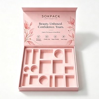 Boîte en carton rigide personnalisée pour cosmétiques avec insert pour kit complet de rouge à lèvres, emballage de maquillage haut de gamme, boîte cadeau à fermeture magnétique