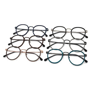 Gafas Ópticas Unisex Conchen con Montura Redonda de Metal y Biseles de Acetato, Lentes Planas, Tamaño Mediano, Diseño Moderno - Product Image 2