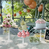 Support à gâteau en acrylique transparent, présentoir à dessert, socle rond à un seul niveau pour mariage, fête, table de pâtisserie