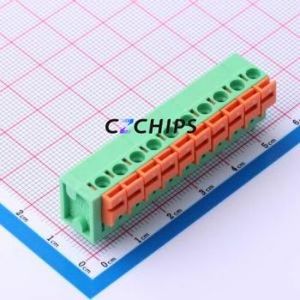 DB142V-5.08-10P-GN Spring Terminal Block Through hole Component (THT),P=5.08mm Connector 1x10P 5.08mm Green Through Hole - Product Image 1