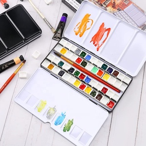 <span class=keywords><strong>Grande</strong></span> boîte en métal vide pour <span class=keywords><strong>aquarelle</strong></span> pliable 52 demi-casseroles pour <span class=keywords><strong>aquarelle</strong></span> à l'huile acrylique Palettes Premium - Product Image 6