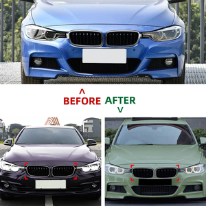 กระจังหน้า AURON สีดำ ทรงไตคู่ แบบสองแถบ วัสดุ ABS สำหรับรถยนต์ซีรีส์ 3 รุ่น F30 F35 ปี 2013-2018 รุ่นก่อน LCI พร้อมไฟตกแต่ง - Product Image 5