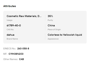 Cocamidopropyl Bétaïne (CAPB) 30% 35% 97% pour Matière Première de Produits Chimiques de Nettoyage Quotidien - Product Image 6