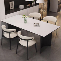 Table à manger moderne en bois massif pour petits espaces, plateau en pierre frittée, base durable, imperméable, mobilier pour la maison, hôtels, villas, maisons