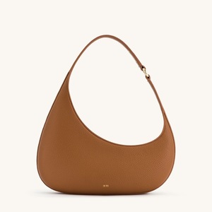 Bolso de hombro en forma de media luna de cuero marrón, diseño lujoso pero minimalista, bolso de mujer - Product Image 3