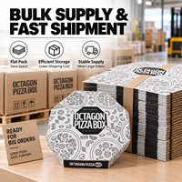 Boîte à pizza octogonale créative en carton ondulé de qualité alimentaire avec coins renforcés - Structure E-Flute résistante à la graisse