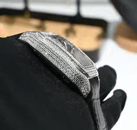 Montre automatique de luxe 3A Hip Hop avec cadran et lunette entièrement sertis de moissanite, style Carter Santo modifié pour homme