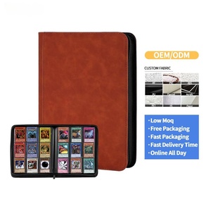 FUXI PU Leather Trading Card Binder, Zipper Album, Denim-Pattern Cover, for TCG & Sports Cards, Custom Logo, <b>Top</b>-<b>Loading</b> - Product Image 1
