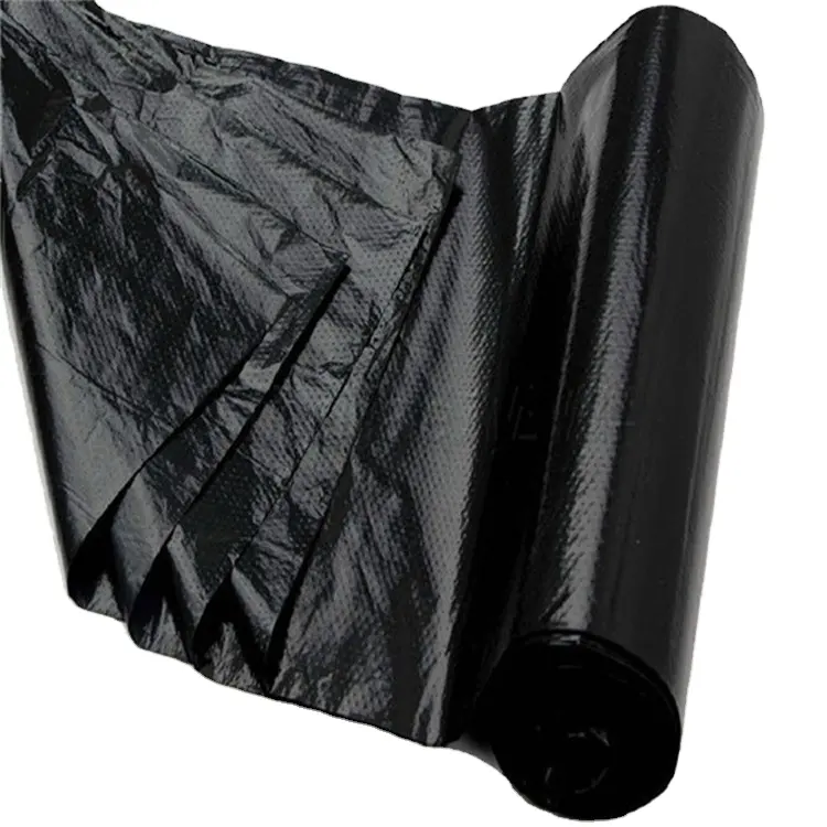 Sacchetti di immondizia sigillati a stella nera all'ingrosso in HDPE su rotolo con goffratura per uso domestico sacchetti della spazzatura