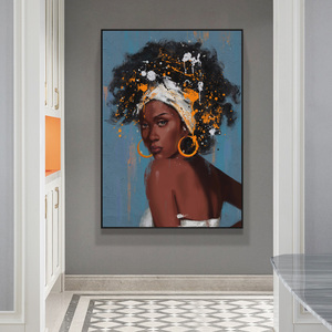 Arte della parete dipinti astratti della donna africana dipinti su tela sulla parete art poster e stampe di arte africana immagini appese - Product Image 3