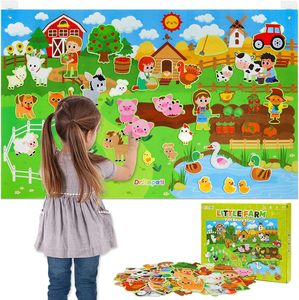 Kit <span class=keywords><strong>de</strong></span> jeu interactif éducatif sensoriel <span class=keywords><strong>de</strong></span> voyage pour l'apprentissage précoce : Tableau d'histoires en feutre sur le thème des <span class=keywords><strong>animaux</strong></span> <span class=keywords><strong>de</strong></span> <span class=keywords><strong>la</strong></span> <span class=keywords><strong>ferme</strong></span> pour enfants - Product Image 1