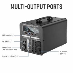 สถานีไฟฟ้าพกพา 2000W 25.2V 2050Wh พร้อมคลื่นไซน์บริสุทธิ์ 4 ช่อง AC 240W DC 65W PD 200W รองรับพลังงานแสงอาทิตย์ และสตาร์ทรถยนต์ - Product Image 1