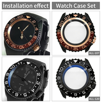 Casing Jam Tangan SKX Classic Hitam Mengkilap Posisi Jam 4 untuk Mesin SKX007 009 Kaca Kristal Safir Chapter Ring Aksesoris Modifikasi Mod