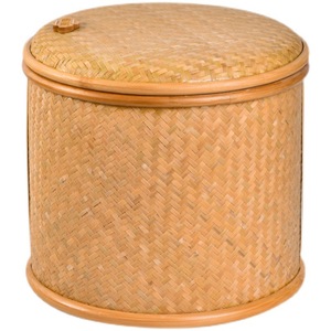 Handmade <b>Bamboo</b> Woven Tea Canister Round Single Tier Storage <b>Container</b> For Pu'er Tea Cake And Food Storage - Product Image 5